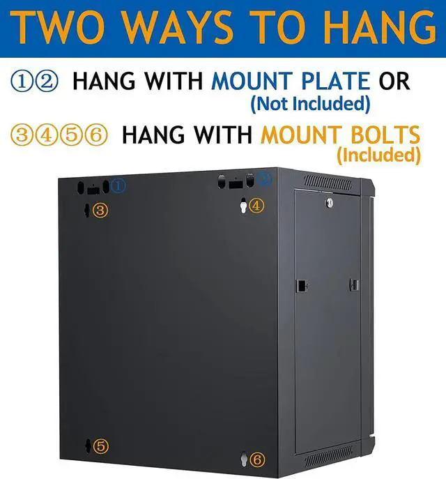 Alt view image 4 of 6 - 12U Wall Mount Server Cabinet Network Rack Vented Enclosure Locking Door