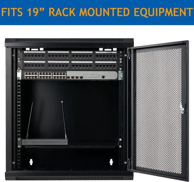 Alt view image 5 of 6 - Tedgetal 6U Wall Mount Server Cabinet Network Rack Vented Enclosure Locking Door