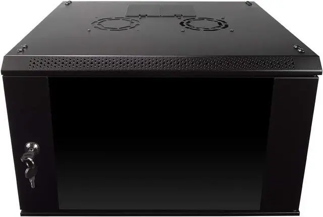 Main image of NavePoint 6U Server Rack Enclosure with Glass Door, Cooling Fan, Locks, & Removable Side Panels - 6U Wall Mount Network Cabinet 19 Inch Rack 17.7 Inches Deep