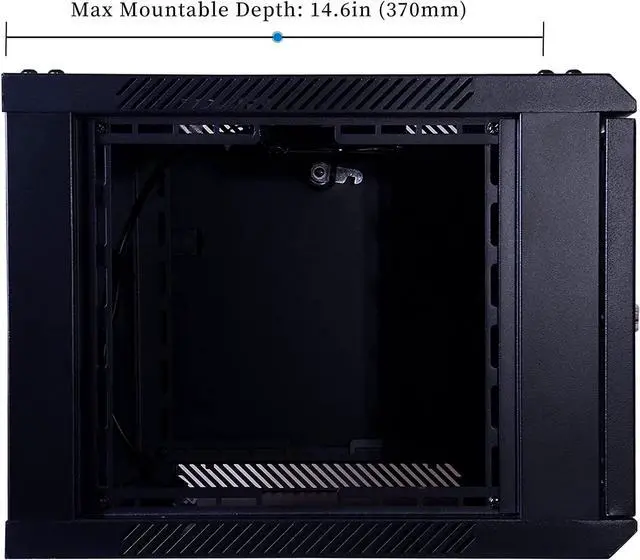 Alt view image 3 of 7 - RackPath 6U Performance Wall Mount Server Cabinet Network Rack Enclosure, Quiet Cooling Fan, Locking Glass Door, Black