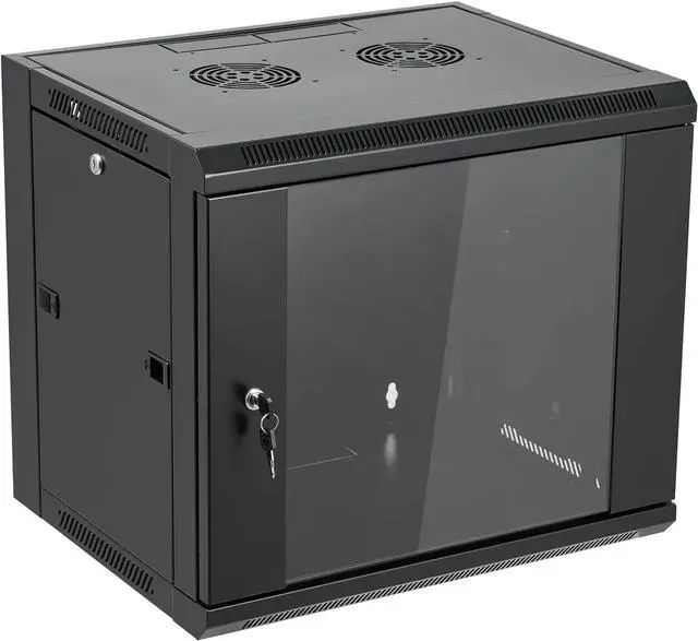 Main image of 9U Wall Mount Server Cabinet Network Rack Enclosure Locking Glass Door