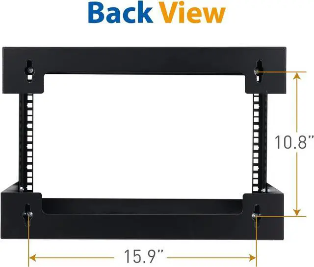 Alt view image 4 of 7 - 6U Wall Mount Rack Open Frame 19" Server Equipment 18 inches Depth Network Cabinet Black by Tedgetal