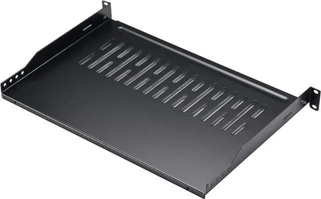 Main image of Rack Shelf 1U Vented Server Rack Mount Cantilever Tray, 50 lbs, 12 inches Deep, Black