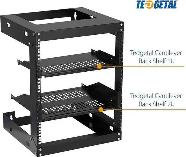 Alt view image 5 of 5 - Rack Shelf 1U Vented Server Rack Mount Cantilever Tray, 50 lbs, 12 inches Deep, Black