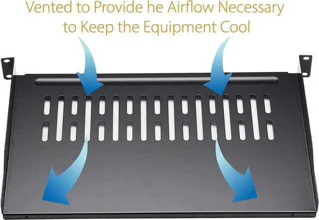 Alt view image 3 of 5 - Rack Shelf 1U Vented Server Rack Mount Cantilever Tray, 50 lbs, 12 inches Deep, Black
