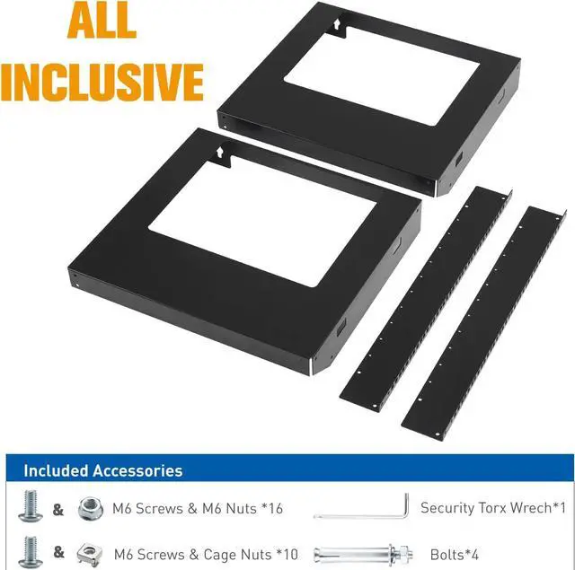 Alt view image 6 of 7 - 12U Wall Mount Rack Open Frame 19" Server Equipment 18 inches Depth 2 Post Network Cabinet by Tedgetal