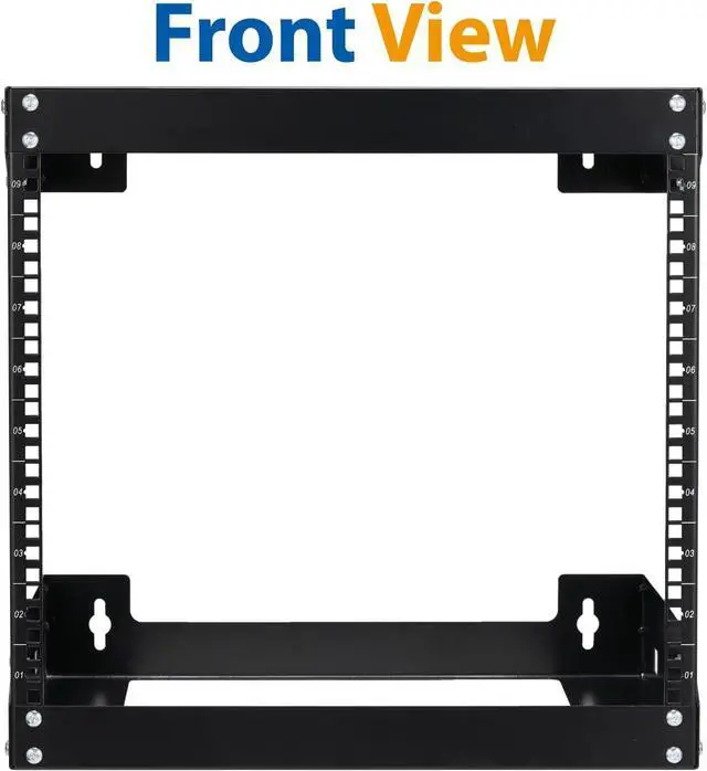 Alt view image 3 of 7 - 9U Wall Mount Rack Open Frame 19 Inch Server Equipment 2 Post Network Cabinet 18 inches Depth Black by Tedgetal