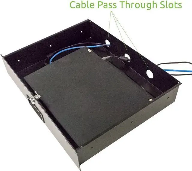 Alt view image 2 of 4 - Navepoint Rack Mount Drawer for 19-Inch Server Cabinet Case Or DJ with Lock and Key 1U Black