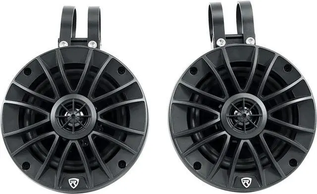 Alt view image 2 of 7 - Pair Rockville PT525BR 5.25" Powered Marine Bluetooth LED Tower Speakers, IPX6 Waterproof, ATV/UTV, 300W, Built-in Amp, RGB Lights, Swivel Mounting Brackets, Perfect for Boats & Off-Road Vehicles