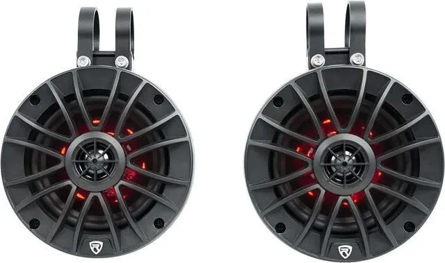 Alt view image 5 of 7 - Pair Rockville PT525BR 5.25" Powered Marine Bluetooth LED Tower Speakers, IPX6 Waterproof, ATV/UTV, 300W, Built-in Amp, RGB Lights, Swivel Mounting Brackets, Perfect for Boats & Off-Road Vehicles