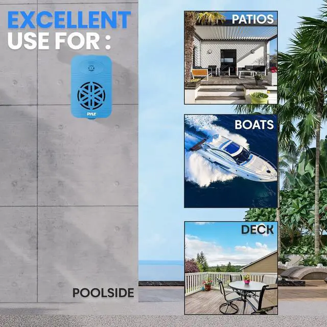 Alt view image 7 of 7 - Bluetooth Indoor Outdoor Speakers Pair - 500 Watt Dual Waterproof 5.25 2-Way Full Range Speaker System w/ 1/2 High Compliance Polymer Tweeter - Home, Boat,Deck, Patio, Poolside - PDWRBT56WT