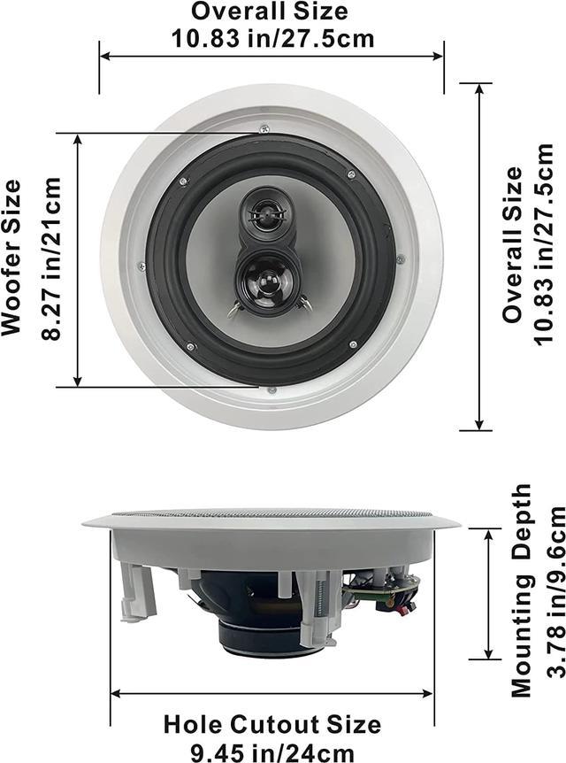 1400 w Total 350 watts each Acoustic deals Audio CS-IC83 8” 3-Way In Ceiling Home Th