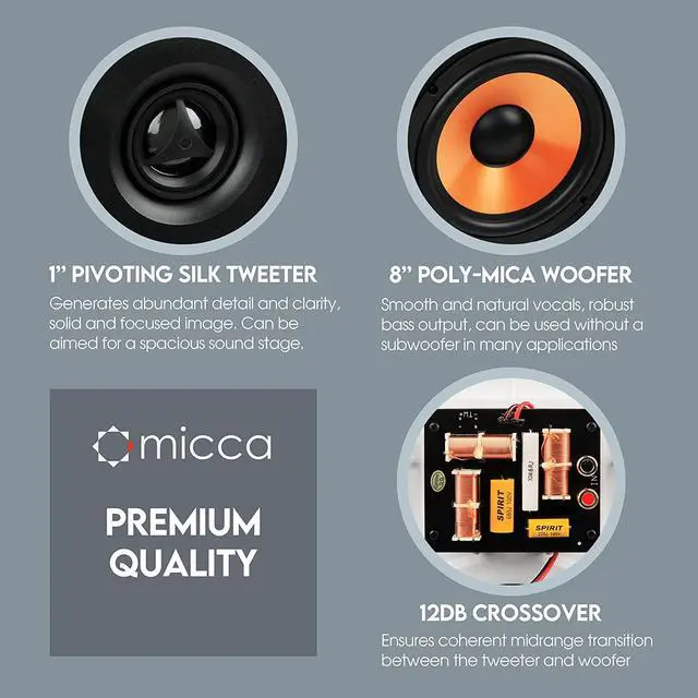 Alt view image 4 of 6 - Micca M-8S 2-Way in-Wall Speaker, 10.0"(W) by 14.1"(H) Cutout, Home Theater, Whole House Audio, Indoor or Covered Outdoor, 8" Woofer, 1" Tweeter, White, Paintable, Each