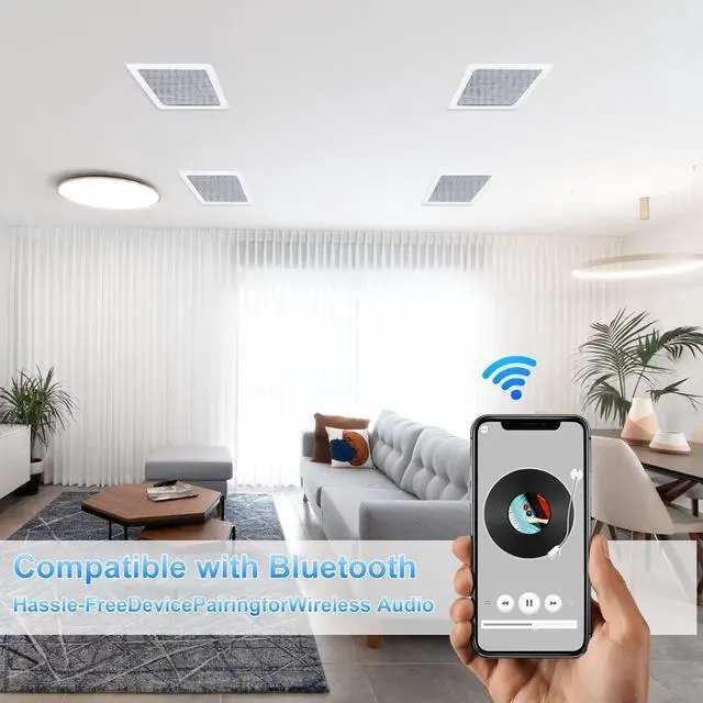 Alt view image 2 of 7 - Herdio Bluetooth Ceiling Speakers, 320W 5.25 Inch Flush Mount in Wall Speakers Surround Sound System, Perfect for Home Theater, TV, Bathroom, White, 2 Pairs