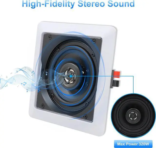 Alt view image 3 of 7 - Herdio Bluetooth Ceiling Speakers, 320W 5.25 Inch Flush Mount in Wall Speakers Surround Sound System, Perfect for Home Theater, TV, Bathroom, White, 2 Pairs