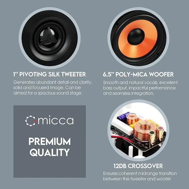 Alt view image 4 of 6 - Micca M-6S 2-Way in-Wall Speaker, 7.3"(W) by 10.7"(H) Cutout, Home Theater, Whole House Audio, Indoor or Covered Outdoor, 6.5" Woofer, 1" Tweeter, White, Paintable, Each