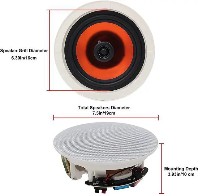 Alt view image 4 of 6 - Herdio 6.5" 600 Watts Ceiling Speakers Wireless Home Recessed Speaker System Perfect for Indoor,Kitchen,Home Theater,Bedroom,Office,Covered Patio4 Speakers
