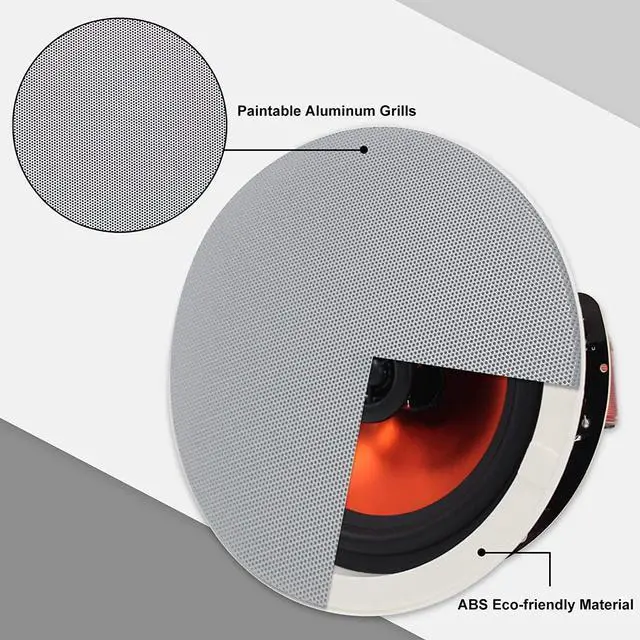 Alt view image 3 of 7 - Herdio 6.5 inch Bluetooth Ceiling Speakers with in Wall Amplifier for Home,Covered Outdoor Ceiling Speakers Bluetooth Wireless System(A Pair)