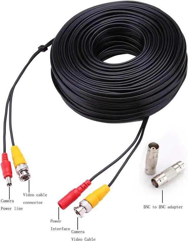 Alt view image 4 of 7 - Bnc Cable 4x150ft All-in-One Siamese Video and Power Security Camera Cable,BNC Extension Wire Cord with 2 Female Connectors for All Max 5MP HD CCTV DVR Surveillance System (4x150ft,Black)