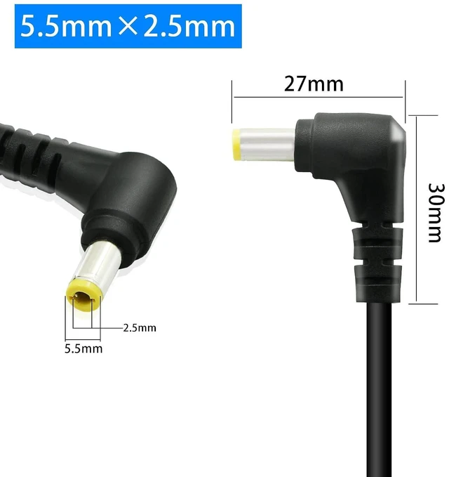 Alt view image 3 of 7 - 2 PCS DC 5.5MM x 2.5MM 90 Degree Male to Male Plug Cable, 18AWG Right Angle DC5525 Power Cable Extension Cord for Strip Lihgt,CCTV,Monitors,etc(2m)