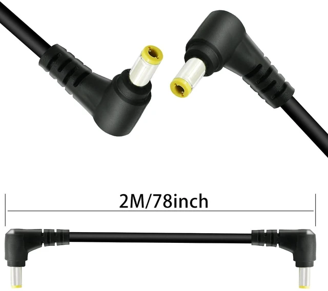Alt view image 6 of 7 - 2 PCS DC 5.5MM x 2.5MM 90 Degree Male to Male Plug Cable, 18AWG Right Angle DC5525 Power Cable Extension Cord for Strip Lihgt,CCTV,Monitors,etc(2m)