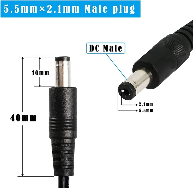 Alt view image 2 of 7 - 2 PCS DC Y Splitter Power Cable 18AWG DC 5.5MM x 2.1MM Male to Dual DC 5.5MM x 2.1MM Male Supply Splitter Cable for LED Light Bar CCTV Security Cameras etc(1FT)