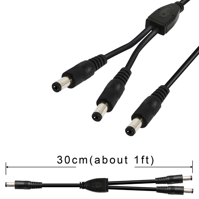Alt view image 6 of 7 - 2 PCS DC Y Splitter Power Cable 18AWG DC 5.5MM x 2.1MM Male to Dual DC 5.5MM x 2.1MM Male Supply Splitter Cable for LED Light Bar CCTV Security Cameras etc(1FT)