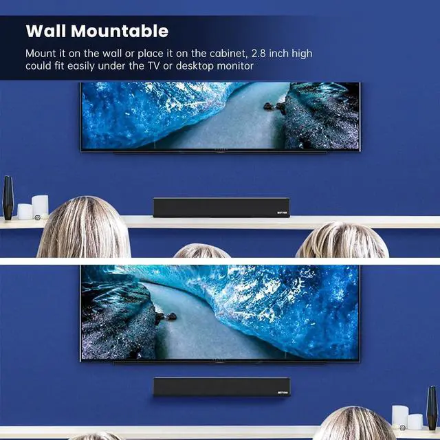 Alt view image 6 of 7 - Sound Bar, BESTISAN 50 Watts Soundbar with HDMI, Optical, AUX, USB,Sub Out and Bluetooth Connection, DSP, Bass Adjustable, 16 Inch, Mountable