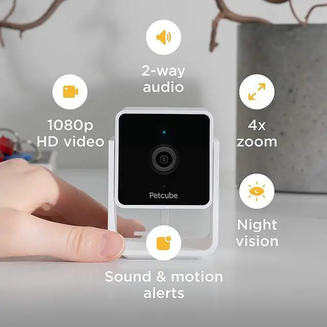 Alt view image 7 of 7 - Petcube Cam Indoor Home Security Camera with 1080p HD Video, Two-Way Audio, Motion Detection, and Phone App, Night Vision Wi-Fi Camera for Apartment Security, Video Baby Monitor, Pet Camera (Cam)