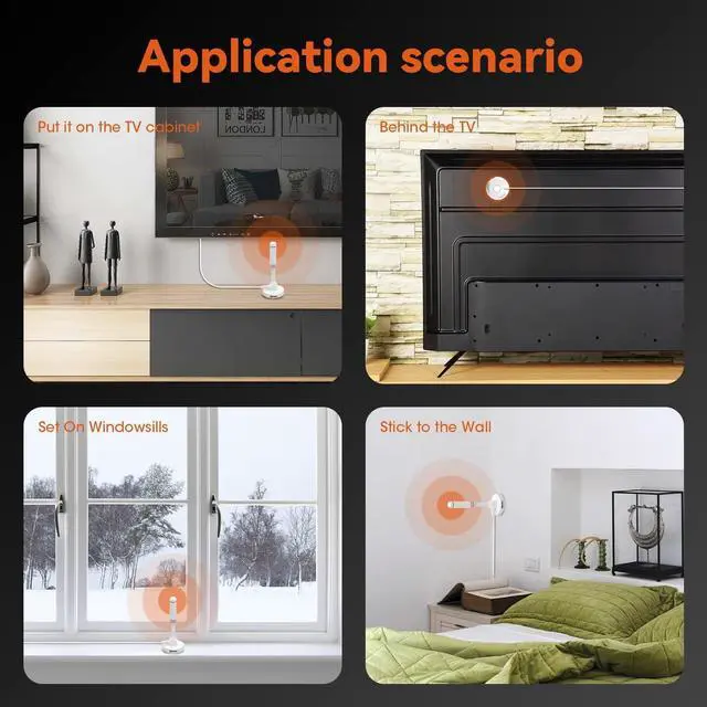 Alt view image 6 of 7 - Chaowei Small Indoor Amplified HDTV Antenna with Signal Booster Amplifier-2023 Amplified hd Digital tv Antenna with Magnetic Base,16.5ft Coax Cable, Up to 120 Miles, Welcome to consult