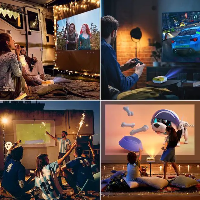 Alt view image 7 of 7 - YOWHICK Mini Projector for iPhone, Native 1080P HD Projector, Portable Projector, Movie Projector Compatible with Android/iOS/Windows/TV Stick/HDMI/USB