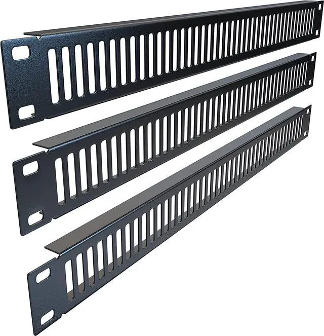 Alt view image 3 of 7 - Rackmount Venting Panel - 1U (3 Pack) Spacer for IT/AV 19 inch Network Server Rack Mount Cabinet Enclosure - Blank Vented Metal Slot Filler - Equipment Cooling Air Circulation (Black) Tupavco TP1732