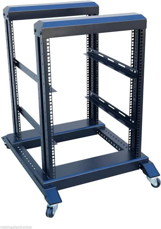 Alt view image 2 of 3 - Raising Electronics Server Rack Open Frame Rack 4 Post 19 inch Adjustable Server/Audio Rack Cold Rolled Steel(15U,17 Depth)