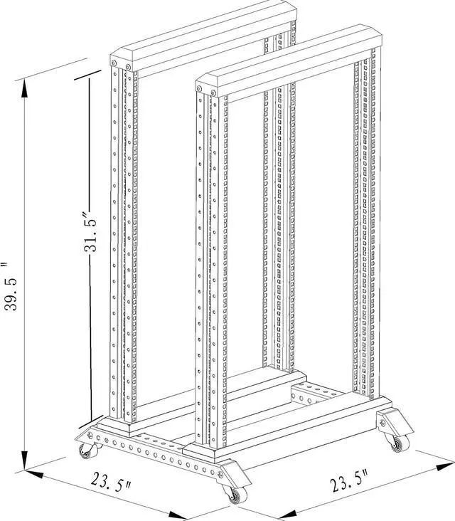 Alt view image 3 of 3 - Raising Electronics Server Rack Open Frame Rack 4 Post 19 inch Adjustable Server/Audio Rack Cold Rolled Steel(15U,17 Depth)