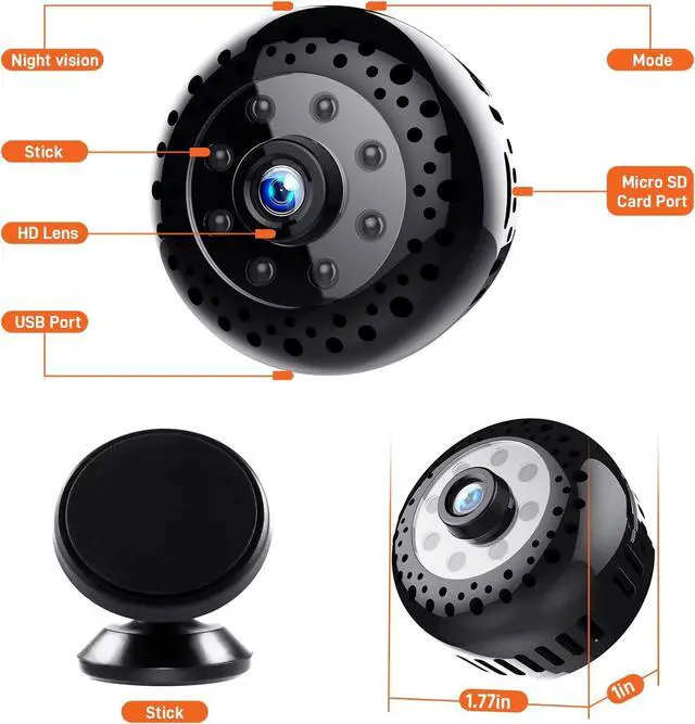 Alt view image 2 of 7 - SIEANE Mini Camera for Home Security WiFi Wireless Tiny Spy Camera 1080p HD Nanny Camera with Phone App Motion Detection Night Vision Small Surveillance Camera