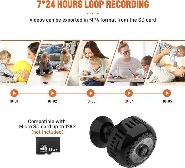 Alt view image 7 of 7 - SIEANE Mini Camera for Home Security WiFi Wireless Tiny Spy Camera 1080p HD Nanny Camera with Phone App Motion Detection Night Vision Small Surveillance Camera