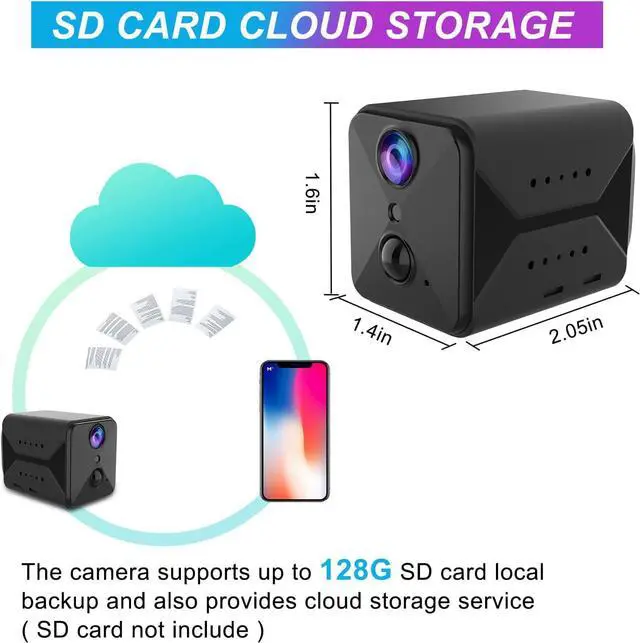 Alt view image 7 of 7 - Hidden Camera Mini 4K WiFi Wireless Spy Camera Nanny Pet Cam Security Secret Tiny Surveillance Cameras with Motion Detection Night Vision Live Video Recording 70 Days Long Battery Life for Home Indoor