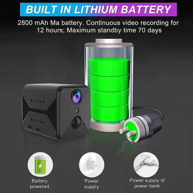 Alt view image 6 of 7 - Hidden Camera Mini 4K WiFi Wireless Spy Camera Nanny Pet Cam Security Secret Tiny Surveillance Cameras with Motion Detection Night Vision Live Video Recording 70 Days Long Battery Life for Home Indoor