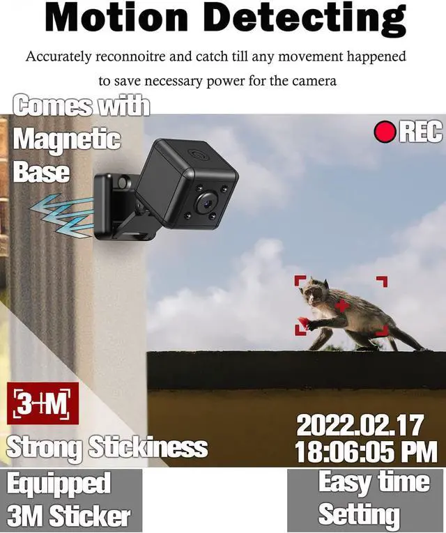 Alt view image 3 of 6 - Hidden Spy Camera Mini Wireless Camera Small Cam with Motion Detection and Night Vision Loop Recording Micro Nanny Cam Cop Pet Indoor Outdoor Security Camera Home Nanny Camera (NO Wi-Fi & SD Card)