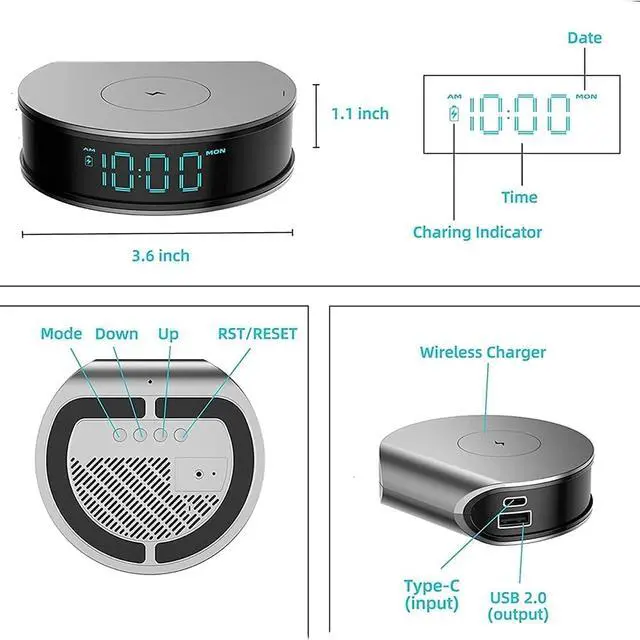 Alt view image 3 of 7 - Hidden Spy Mini Camera with 15W Fast Wireless Charger Alarm Clock, LIZVIE 1080P WiFi Night Vision/Motion Detection/Video Recording/APP Remote Monitoring Camera