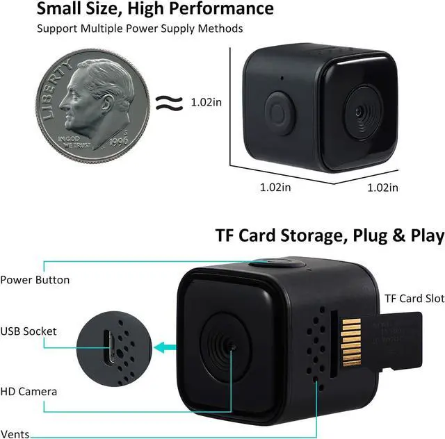 Alt view image 6 of 7 - Meet Romance Mini Spy Camera with 32GB SD Card Waterproof Case 1080P HD Hidden Camera Night Vision Micro Nanny Cam Built-in Battery Surveillance Camera for Indoor and Outdoor (No WiFi)