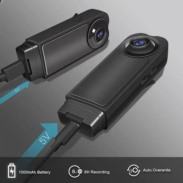 Alt view image 5 of 7 - HOT2GO Hidden Camera Bodycam 64GB Mini Spy Nanny Cam 1080P Small Hidden Camera Micro Camera Body Portable Security Cameras USB Charger Night Vision 6H Auto overwrite 1000mA