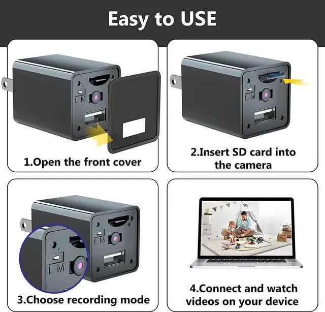 Alt view image 3 of 7 - Spy Camera Charger - Hidden Camera Charger - USB Charger Camera 1080P - Hidden Spy Camera - Hidden Nanny Cam - Hidden Spy Cam - Hidden Cam - Surveillance Camera Full HD