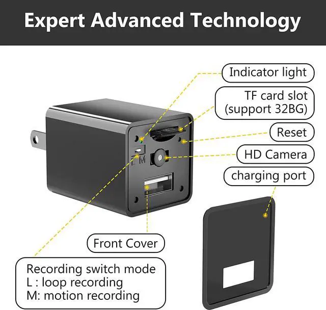Alt view image 4 of 7 - Spy Camera Charger - Hidden Camera Charger - USB Charger Camera 1080P - Hidden Spy Camera - Hidden Nanny Cam - Hidden Spy Cam - Hidden Cam - Surveillance Camera Full HD