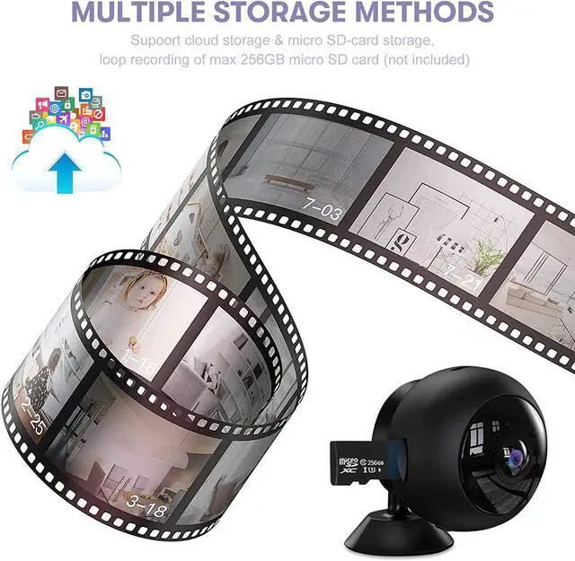 Alt view image 7 of 7 - Mini Spy Camera Wireless - SUNKONG Hidden WiFi Covert Nanny Cam HD - Portable Small Home Security Cameras with Night Vision and Motion Detection, Small Indoor Outdoor Video Car Security Camera