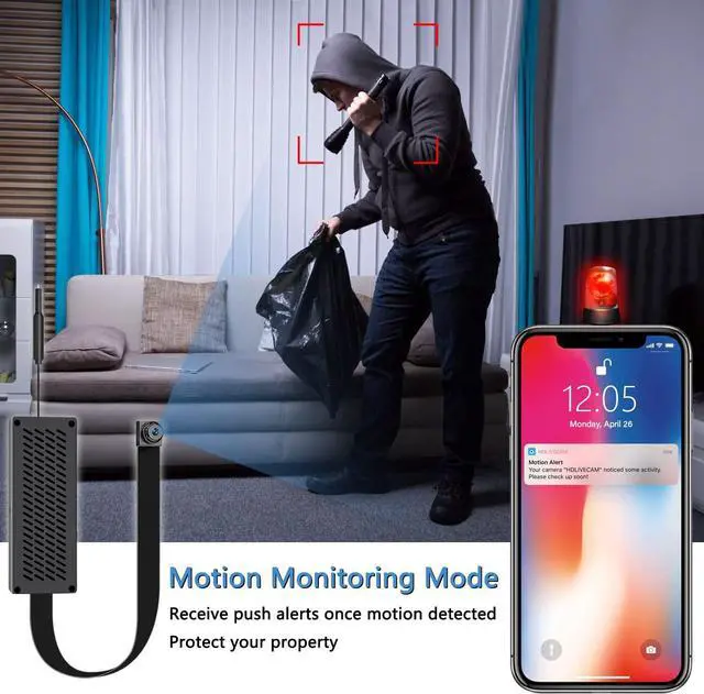 Alt view image 4 of 7 - Spy Camera Hidden Camera Nanny Cam, MITUUT Mini Camera 4K Ultra HD with Wireless WiFi Camera, Portable Home Security Indoor Outdoor Secret Pinhole Small Camera