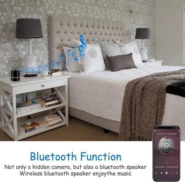 Alt view image 3 of 7 - Wicider Hidden Camera Bluetooth Speaker,180° Rotate Hidden Spy Camera Nanny Cam 1080P WiFi Bluetooth Speaker Camera Wireless Home Security Camaras with Motion Detection Real-Time View for Home/Office