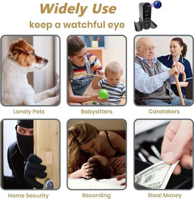 Alt view image 2 of 6 - Hidden Camera Charger Security Surveillance, WiFi Camera with Remote View, HD 1080P Hidden Camera Charger for iOS Android, Gray