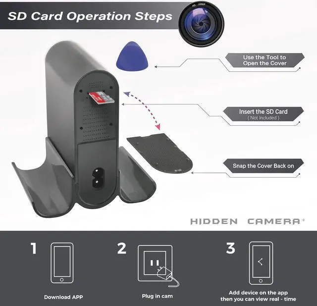 Alt view image 4 of 6 - Hidden Camera Charger Security Surveillance, WiFi Camera with Remote View, HD 1080P Hidden Camera Charger for iOS Android, Gray