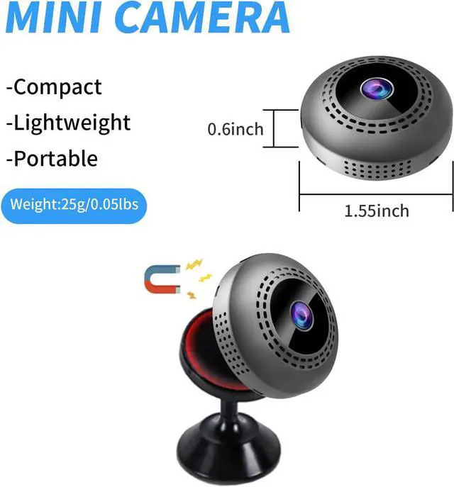 Alt view image 2 of 7 - Ryscam Mini Spy Camera wifi-1080P Wireless Hidden Camera-Nanny Cam Live Feed-Portable Small Surveillance Security Camera for Car Home Indoor-with Cell Phone App
